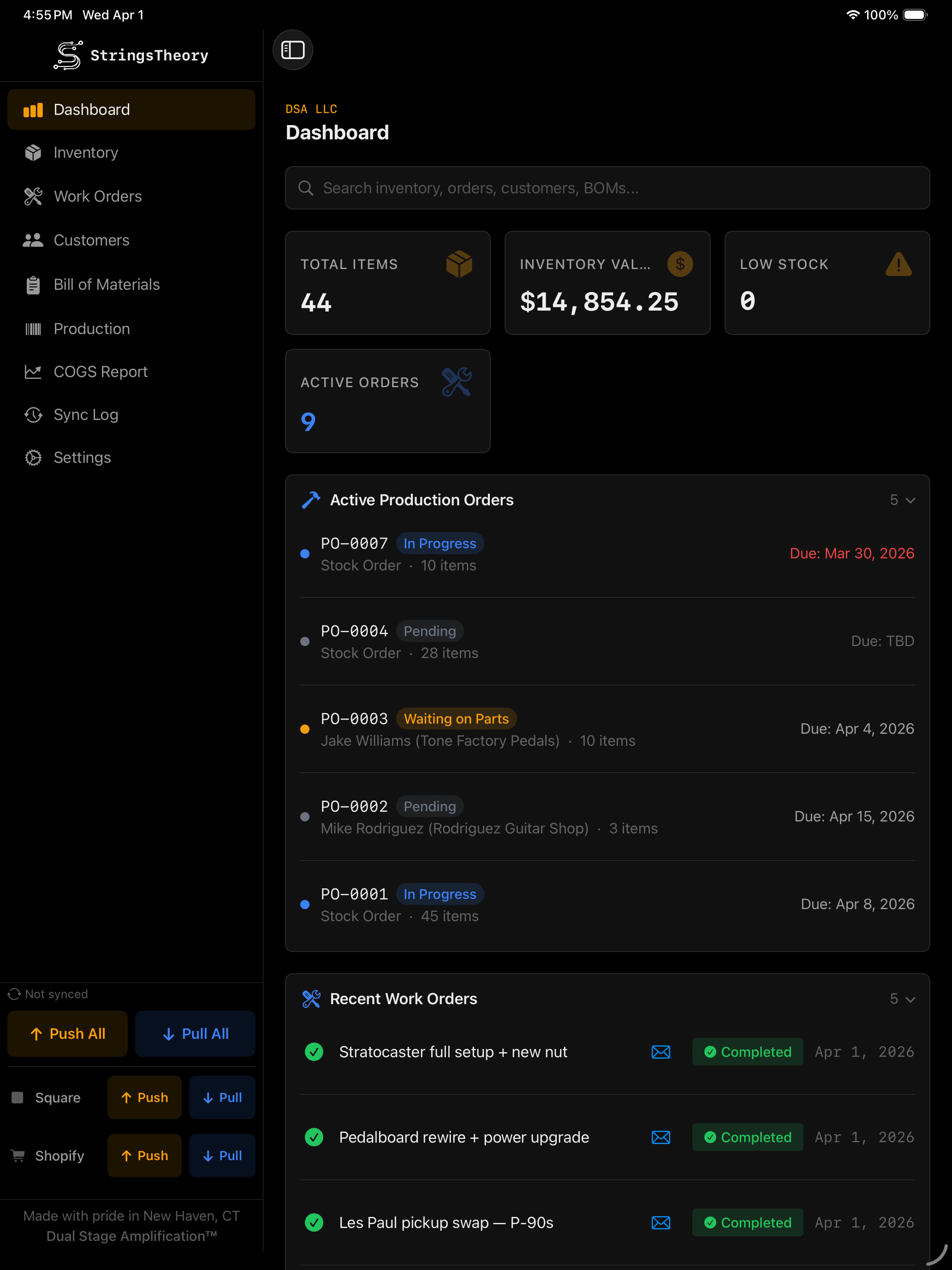 StringsTheory Dashboard on iPad