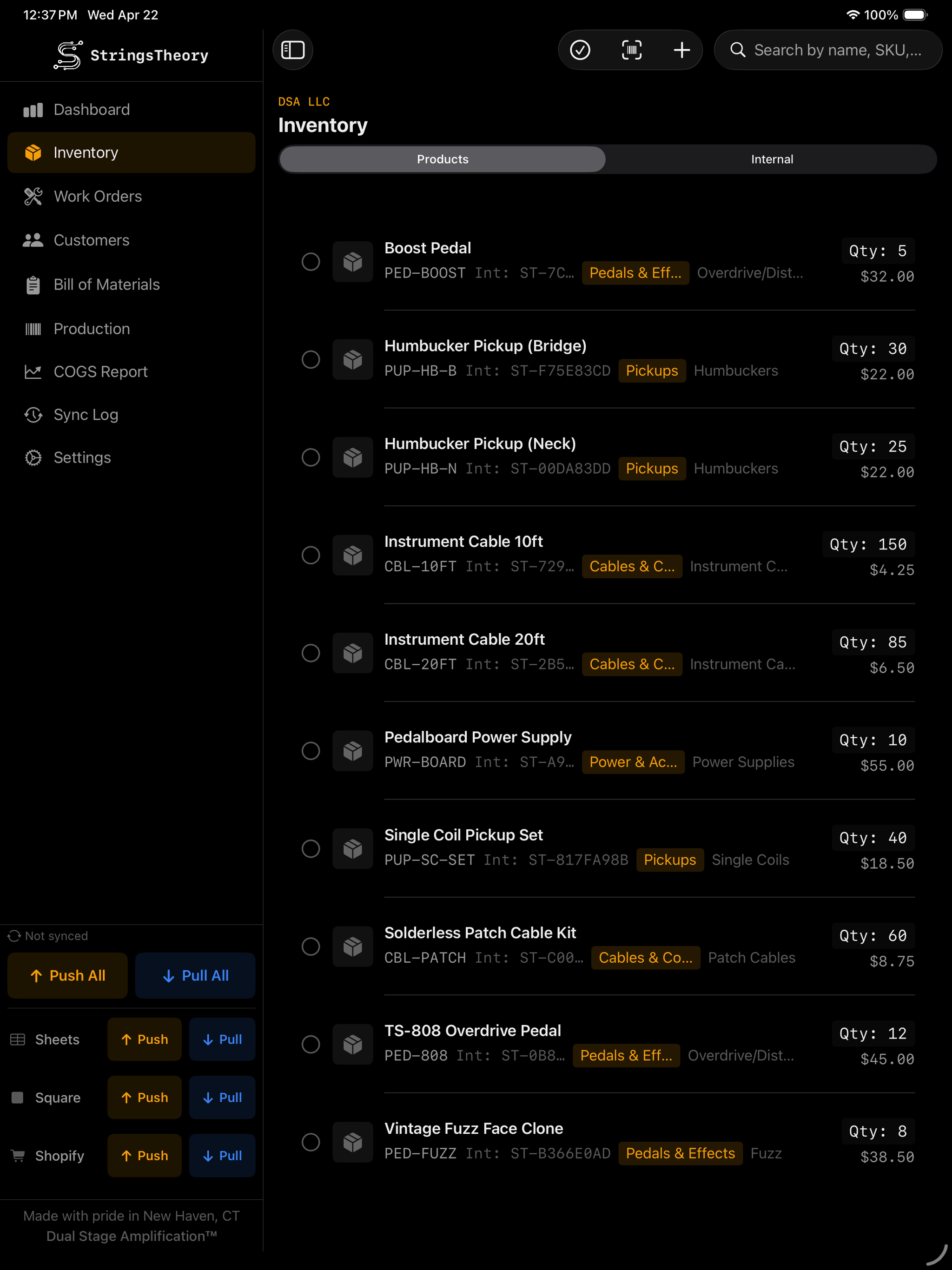 StringsTheory inventory management on iPad