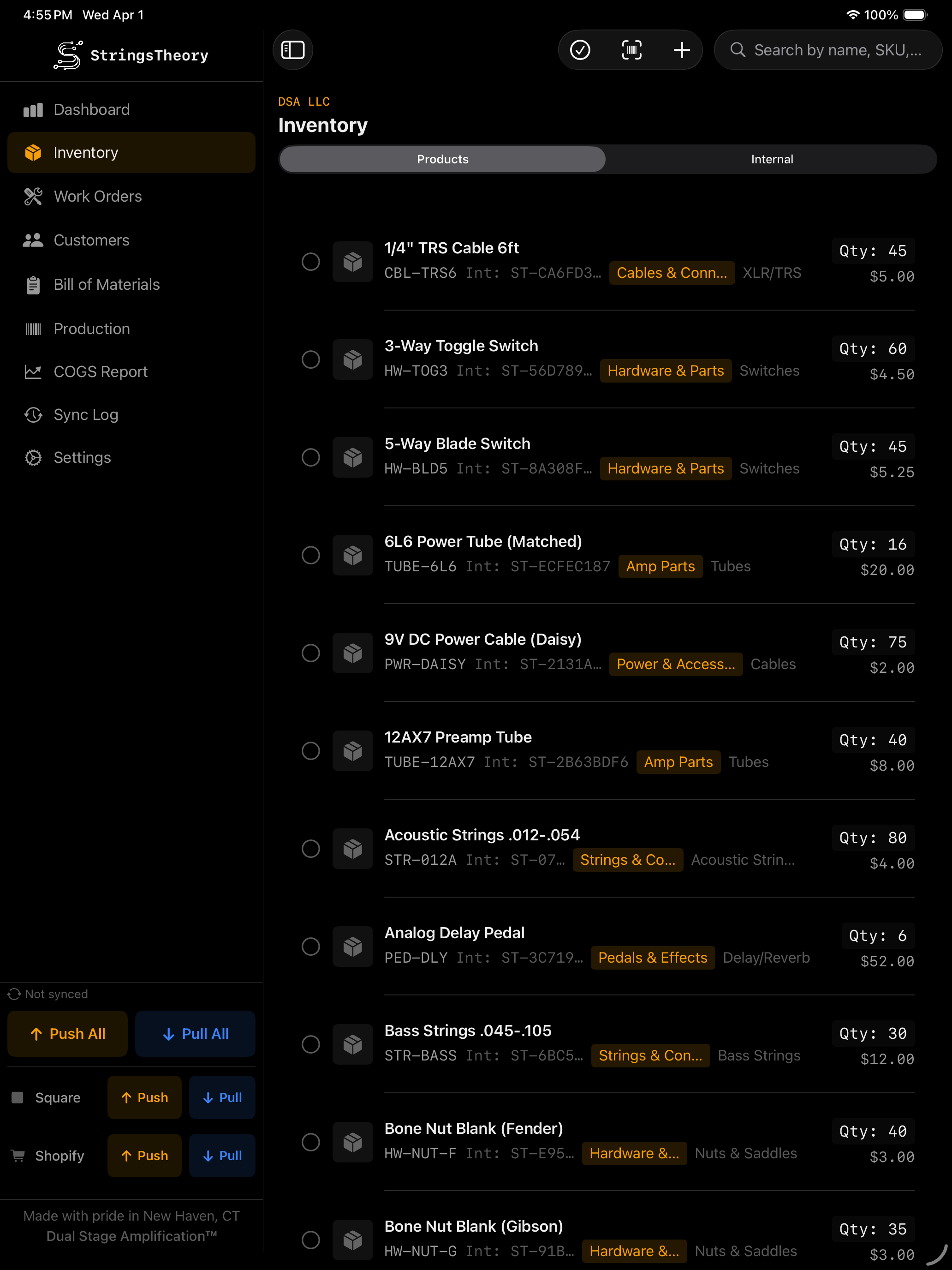 StringsTheory inventory management on iPad